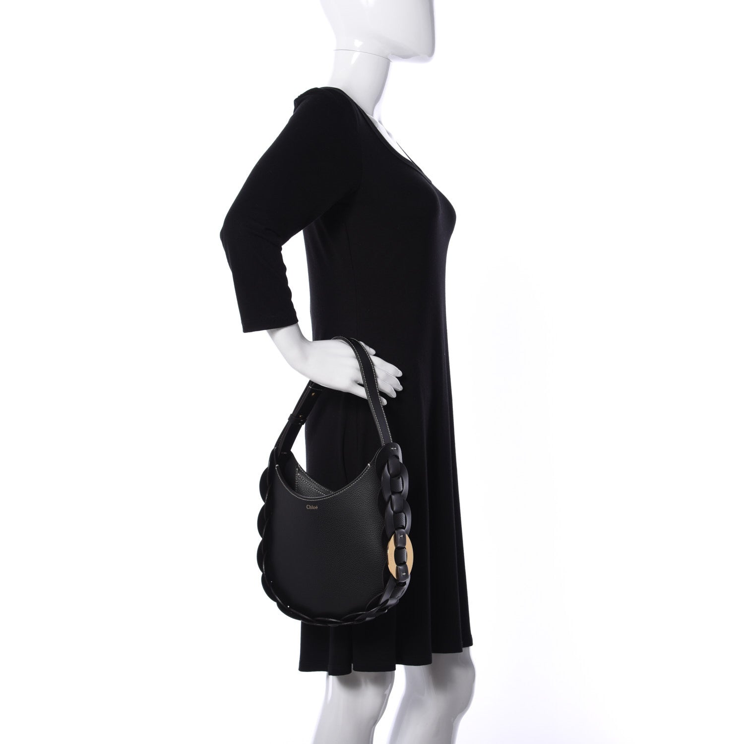 Chloe Small Grain Smooth Calfskin Small Darryl Hobo Black 2 of 8