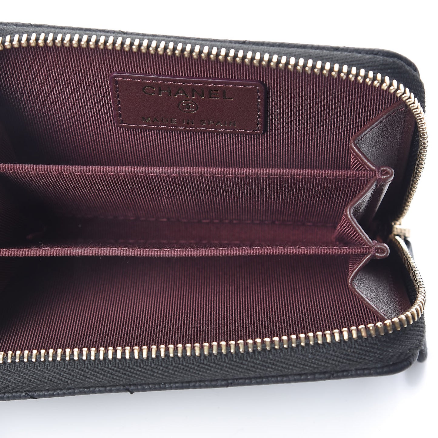 Caviar Chevron Quilted Zip Coin Purse Black