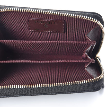 Chanel Caviar Chevron Quilted Zip Coin Purse Black 5 of 8