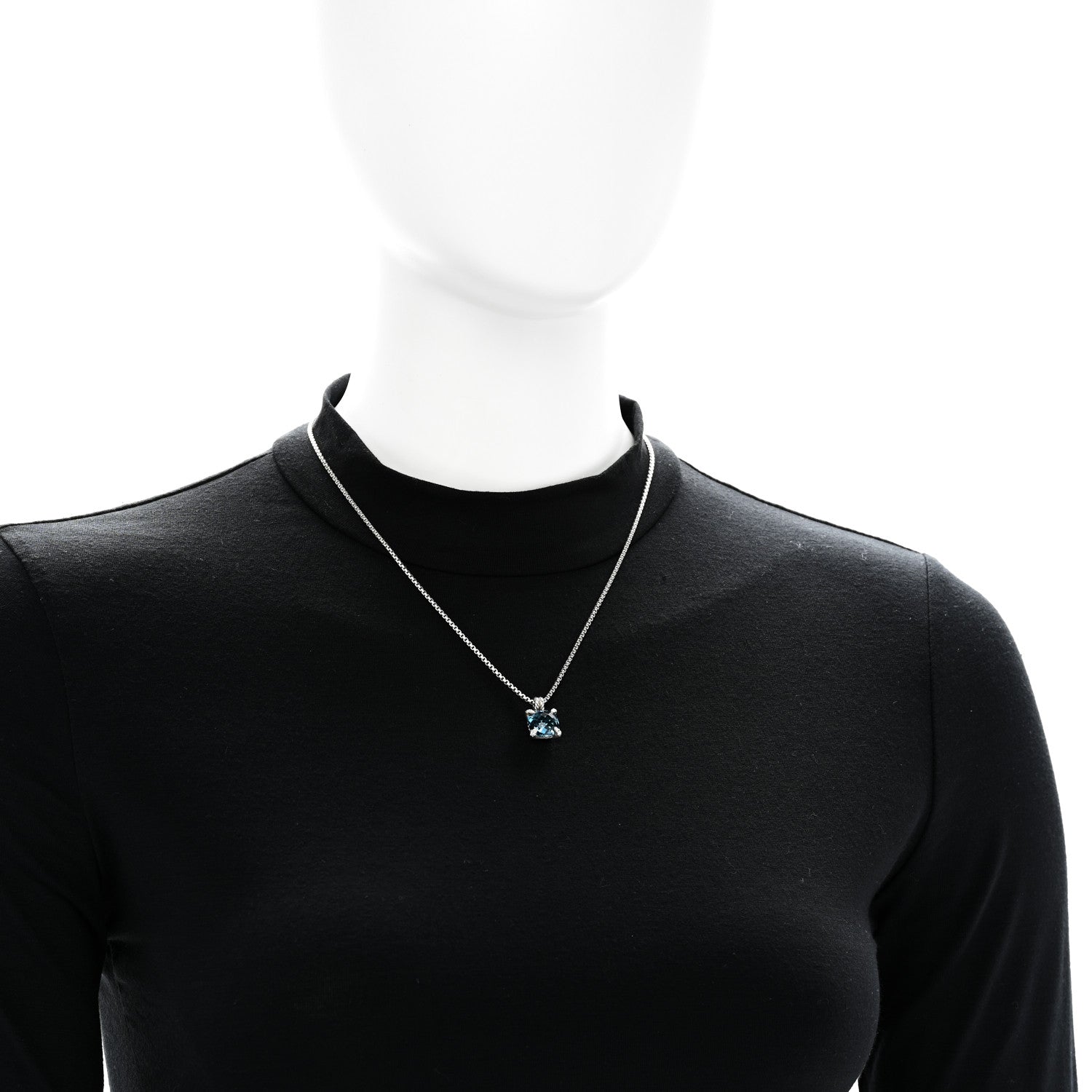 David Yurman Sterling Silver Diamond Hampton Blue Topaz 11mm Chatelaine Pendant Necklace 2 of 5