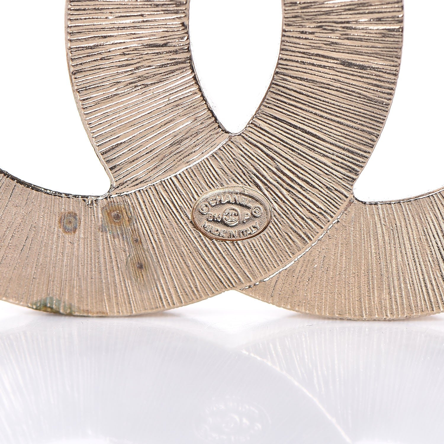 Chanel Metal Quilted CC Brooch Silver Gold 4 of 6