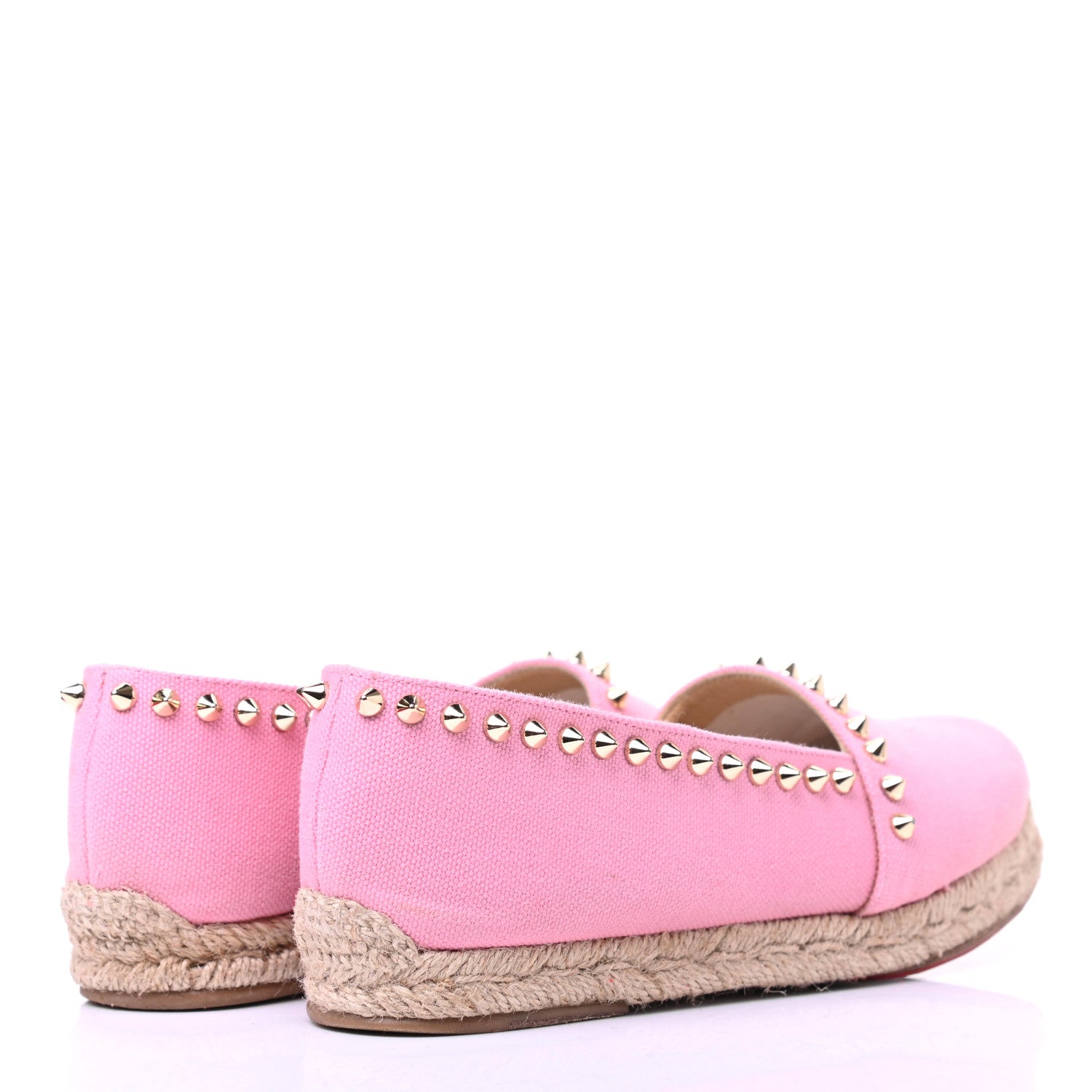 Christian Louboutin Canvas Ares Spikes Flat Espadrilles 36 Rose 4 of 6