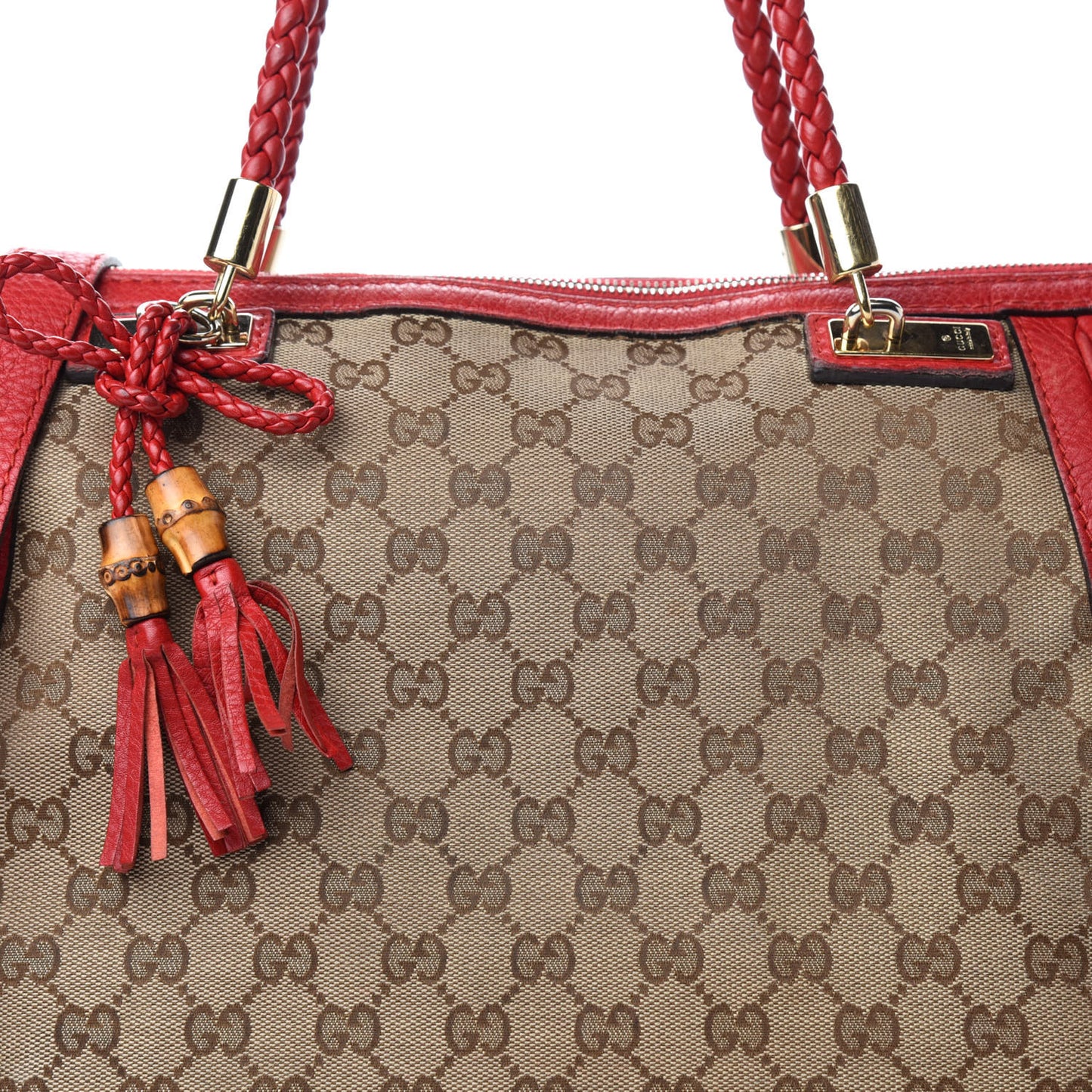 Monogram Large Bella Top Handle Bag Red