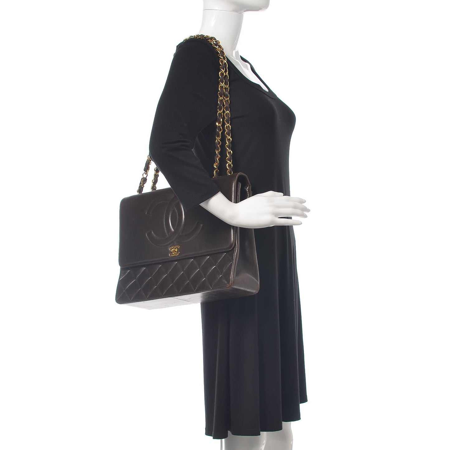 Lambskin XL Jumbo CC Single Flap Brown