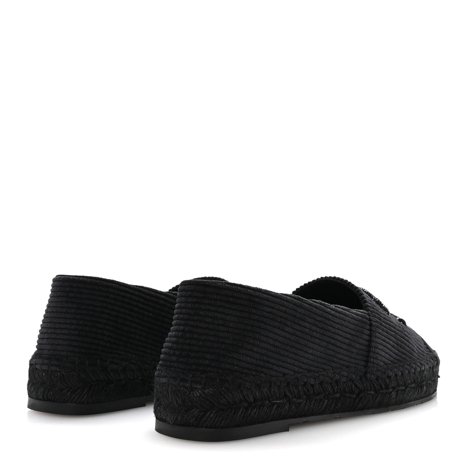 Chanel Corduroy Grosgrain Cap Toe CC Espadrille Flats 39 Black 5 of 8