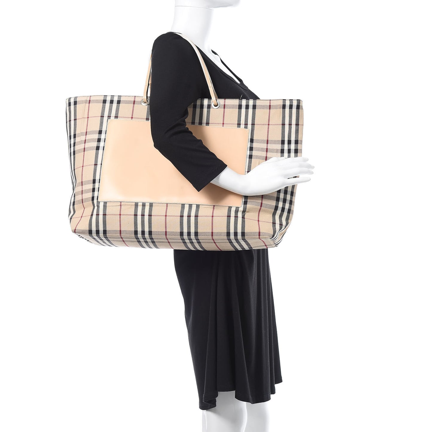 Canvas House Check Front Pocket Tote Beige