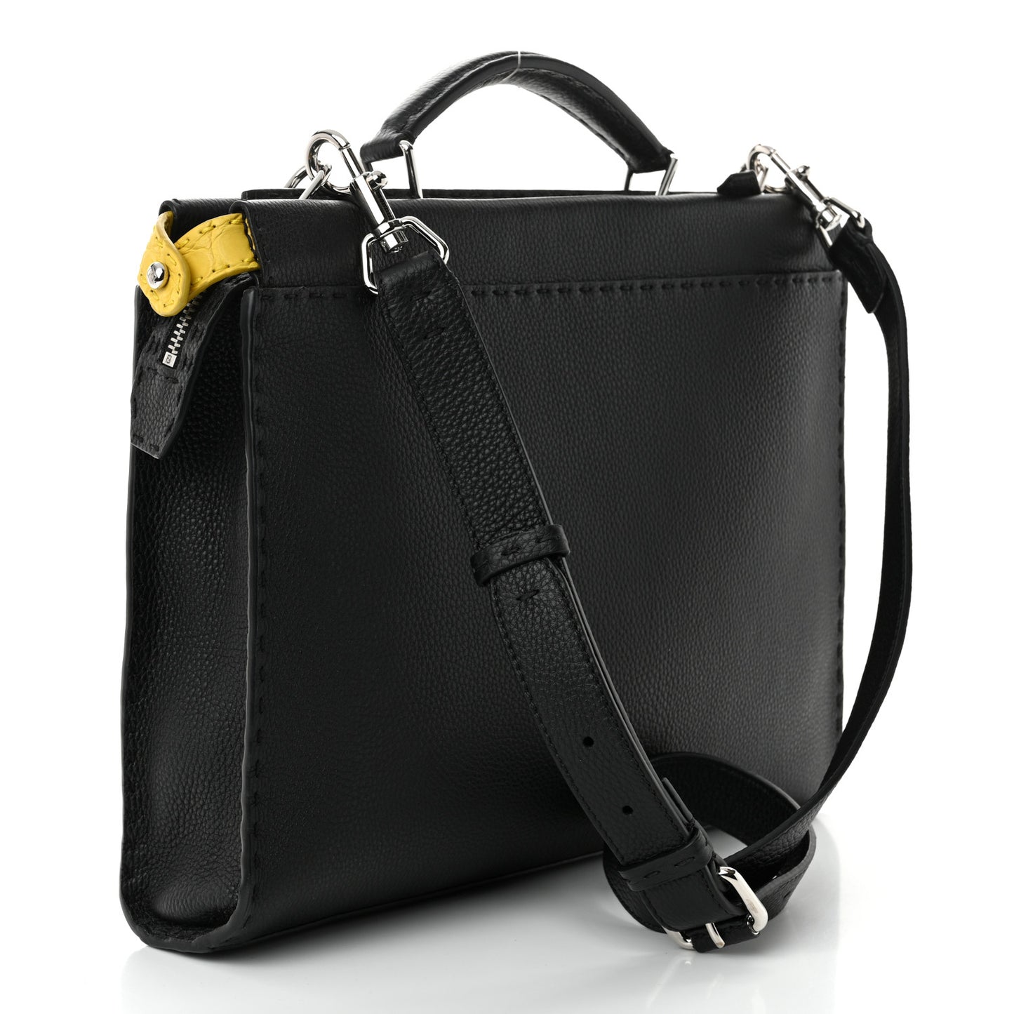 Cuoio Romano Selleria Crocodile Embossed Calfskin Monster Eyes Large Peekaboo Iconic Fit Satchel Black Sunflower