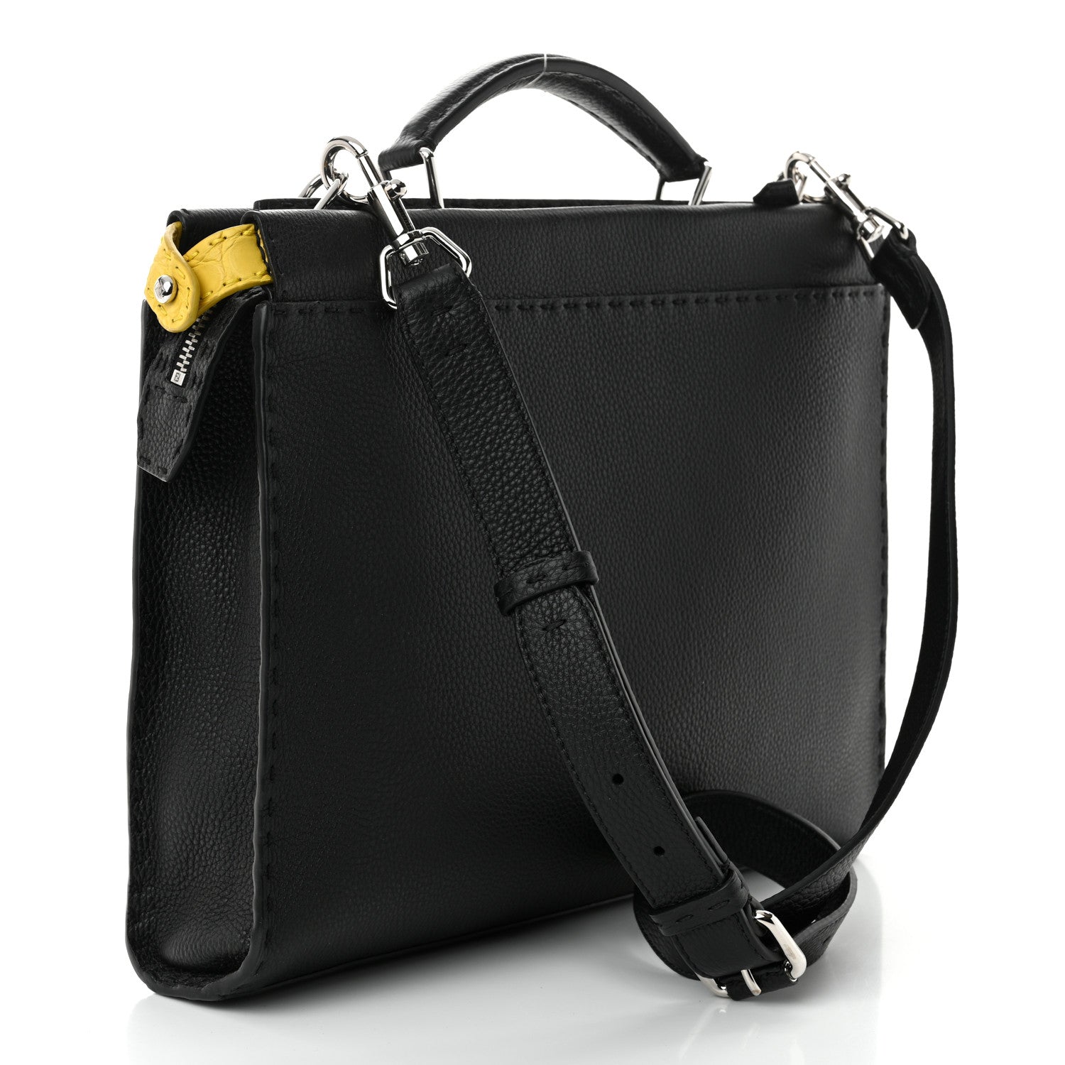 Fendi Cuoio Romano Selleria Crocodile Embossed Calfskin Monster Eyes Large Peekaboo Iconic Fit Satchel Black Sunflower 3 of 11