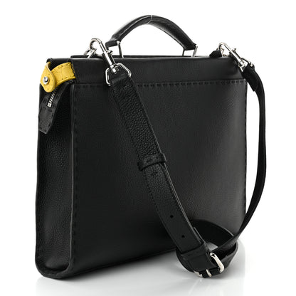 Fendi Cuoio Romano Selleria Crocodile Embossed Calfskin Monster Eyes Large Peekaboo Iconic Fit Satchel Black Sunflower 3 of 11