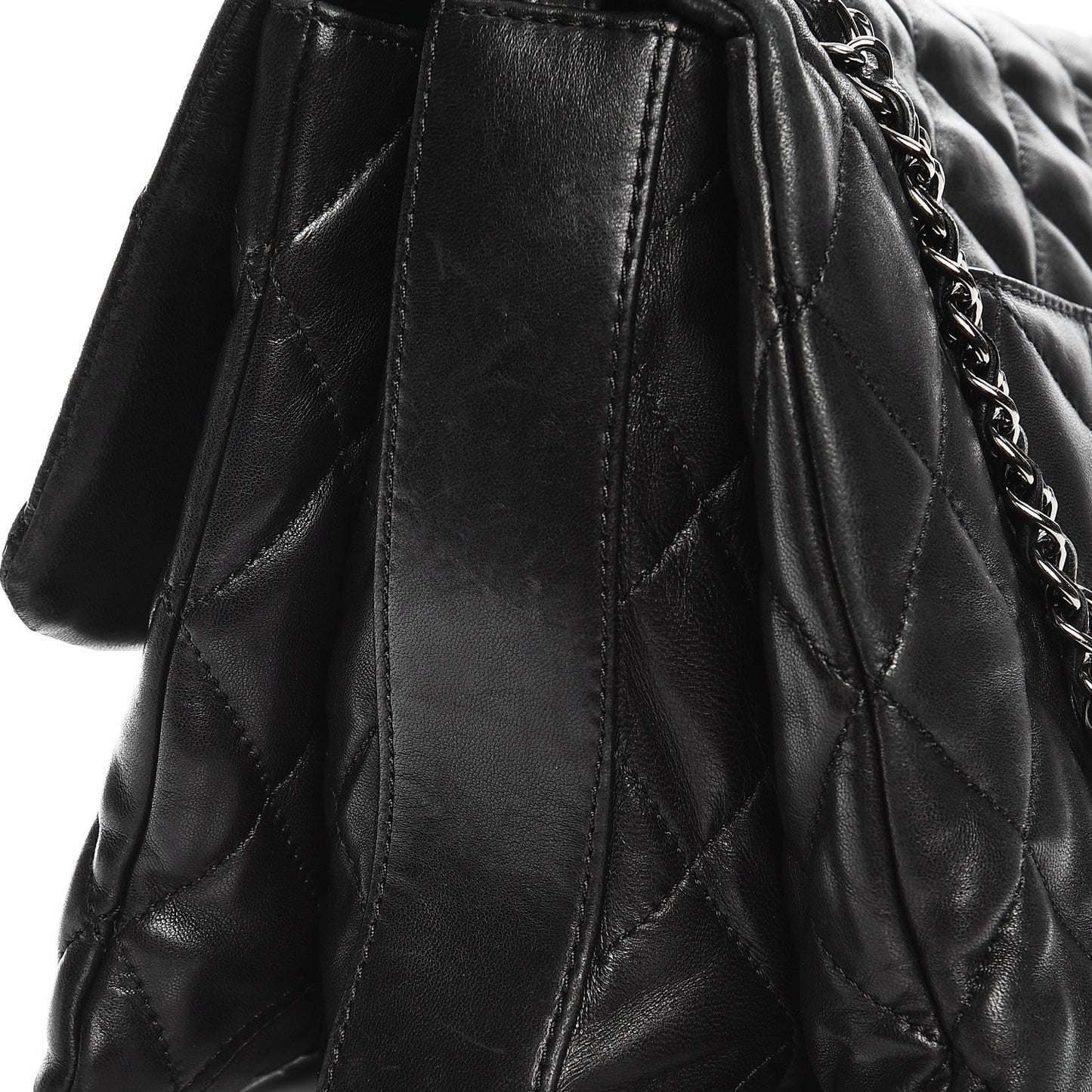Lambskin Quilted Maxi 3 Flap Black