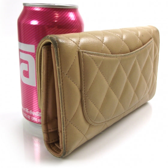 Chanel Lambskin Quilted Large Flap Wallet Beige 3 of 12
