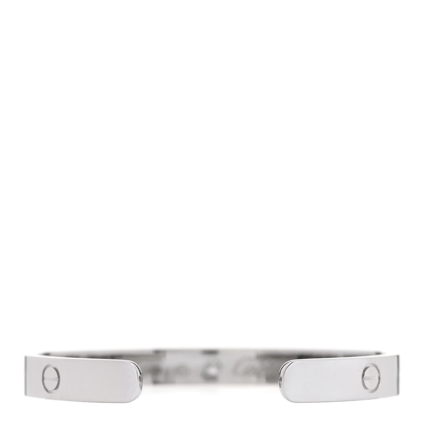 18K White Gold 1 Diamond LOVE Cuff Bracelet 16