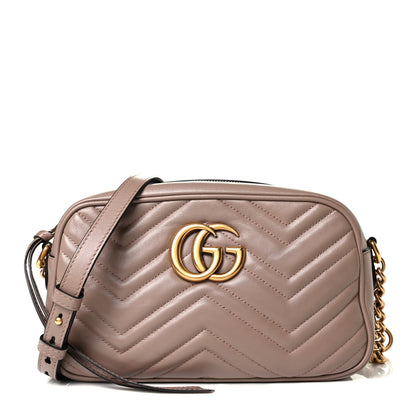 Gucci Calfskin Matelasse Small GG Marmont Chain Shoulder Bag Porcelain Rose 1 of 4