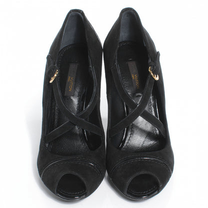 Louis Vuitton Suede Artist Wedge Pumps Black 37.5 2 of 7