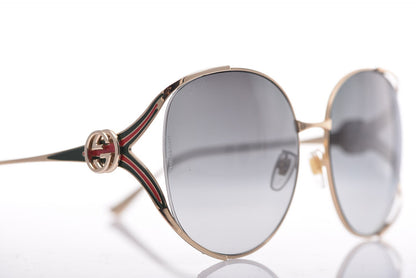 Gucci Metal Oversized Round Frame GG0225S Sunglasses Silver 7 of 8