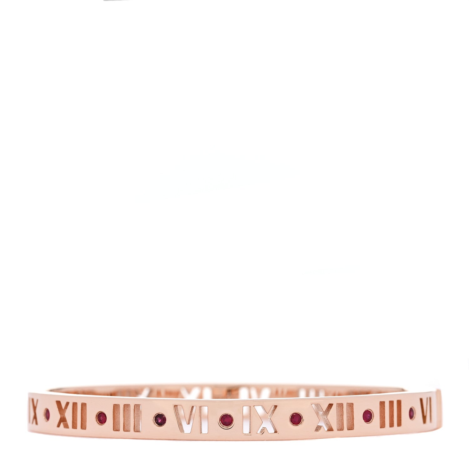 Tiffany 18K Rose Gold Ruby Atlas Pierced Hinged Bangle Bracelet 1 of 4