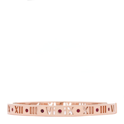 Tiffany 18K Rose Gold Ruby Atlas Pierced Hinged Bangle Bracelet 1 of 4