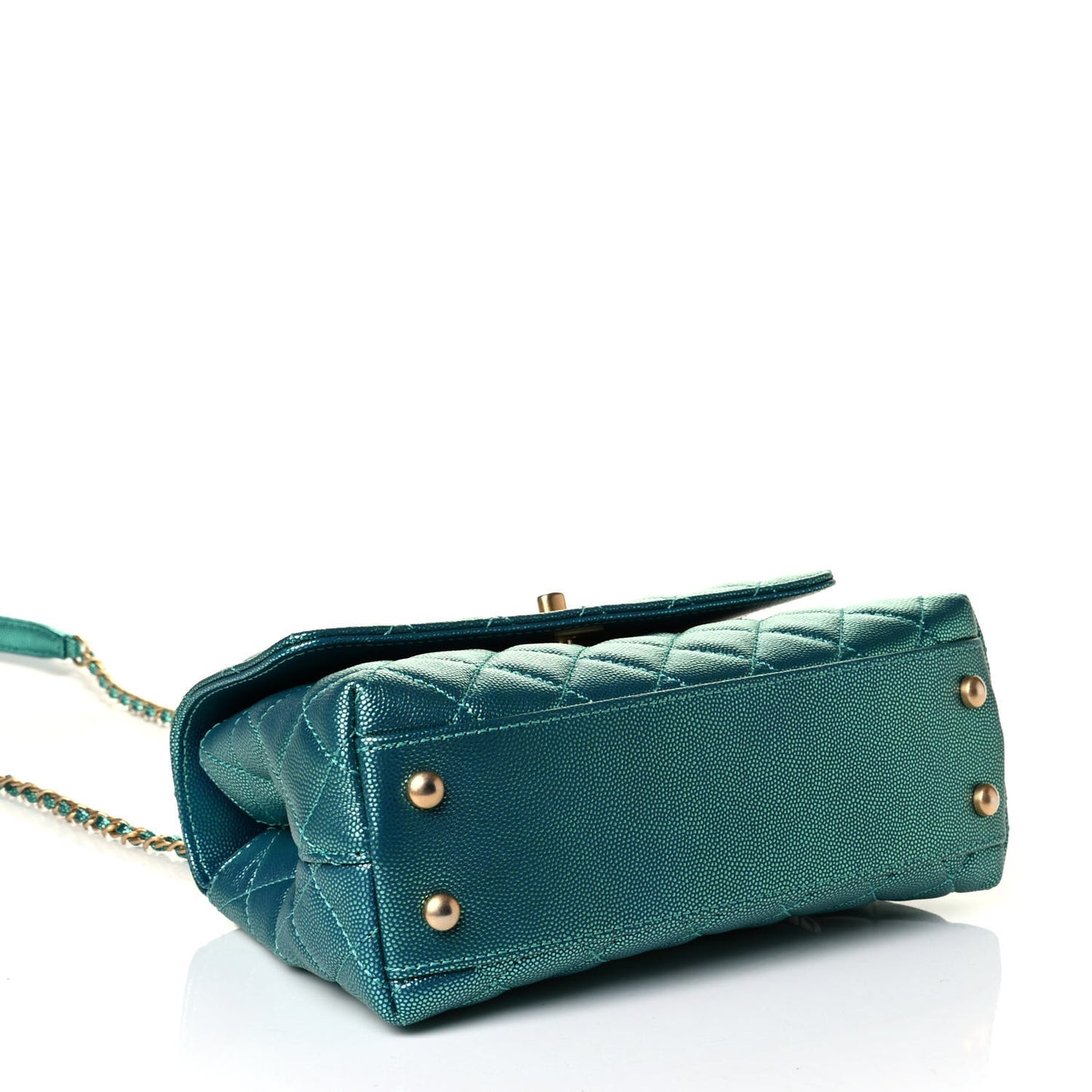 Metallic Caviar Quilted Mini Coco Handle Flap Blue