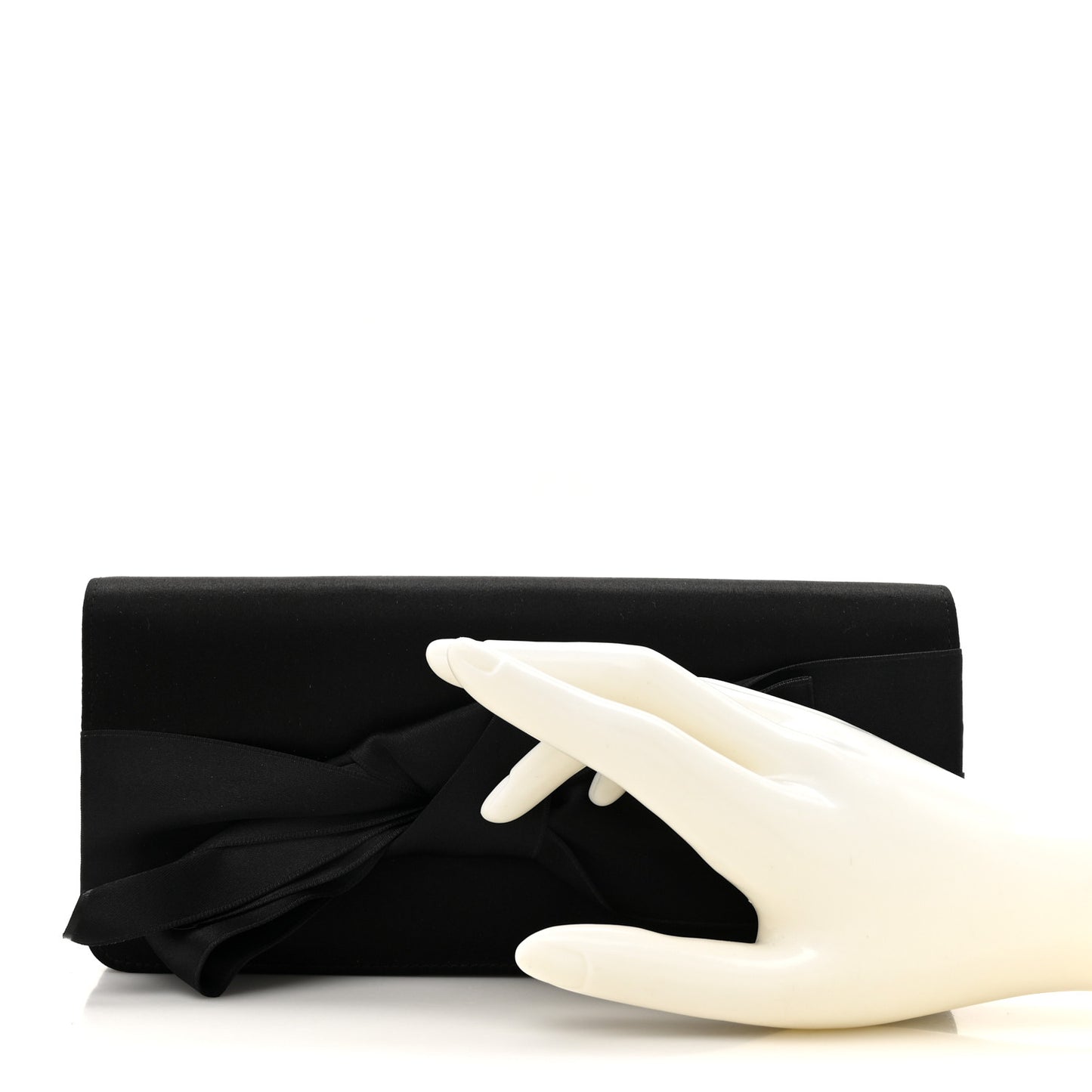 Satin Bow Clutch Black