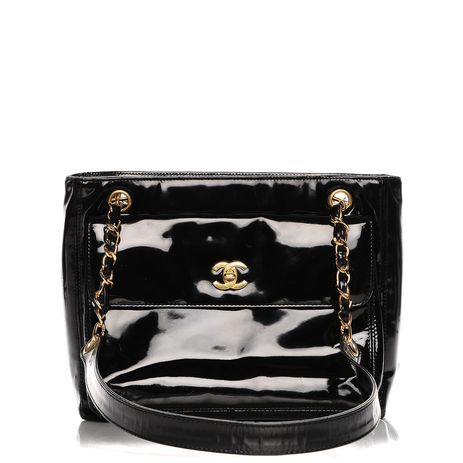 Chanel Patent CC Shoulder Bag Black 1 of 8