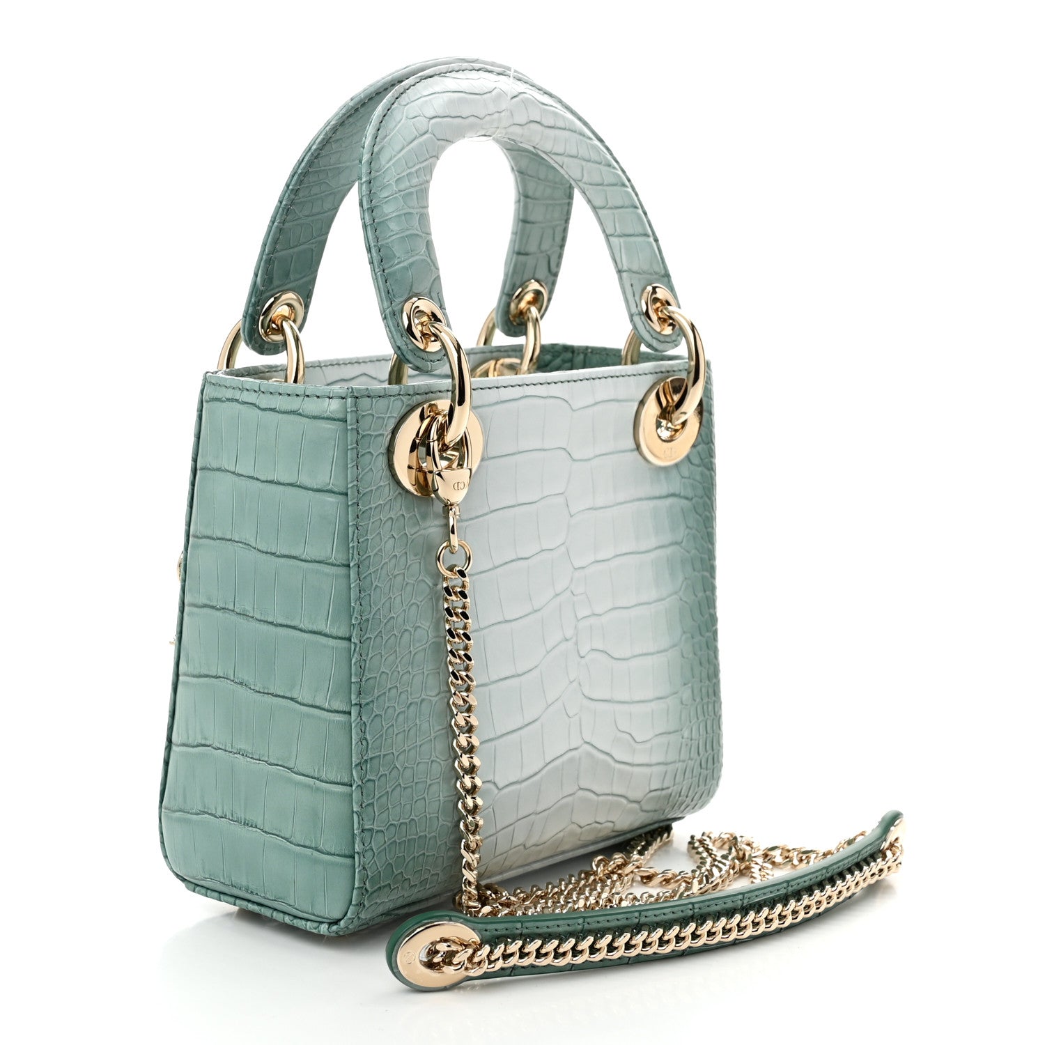 Christian Dior Alligator Gradient Swarovski Crystal Mini Lady Dior Blue 3 of 10