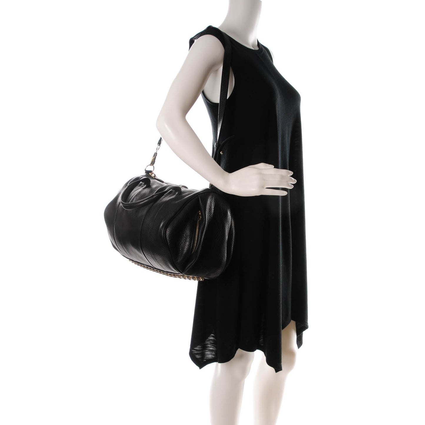 Pebbled Lambskin Rocco Black Pale Gold Hardware