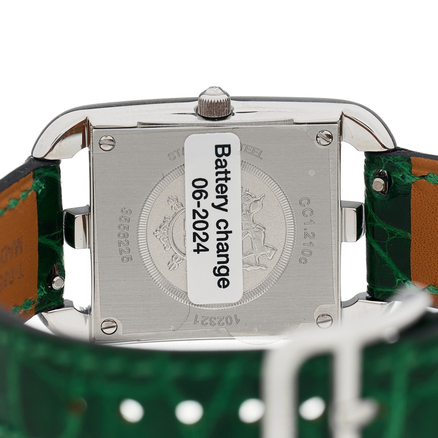 Hermes Stainless Steel Alligator 23mm Cape Cod Quartz Watch Vert Moyen 4 of 5