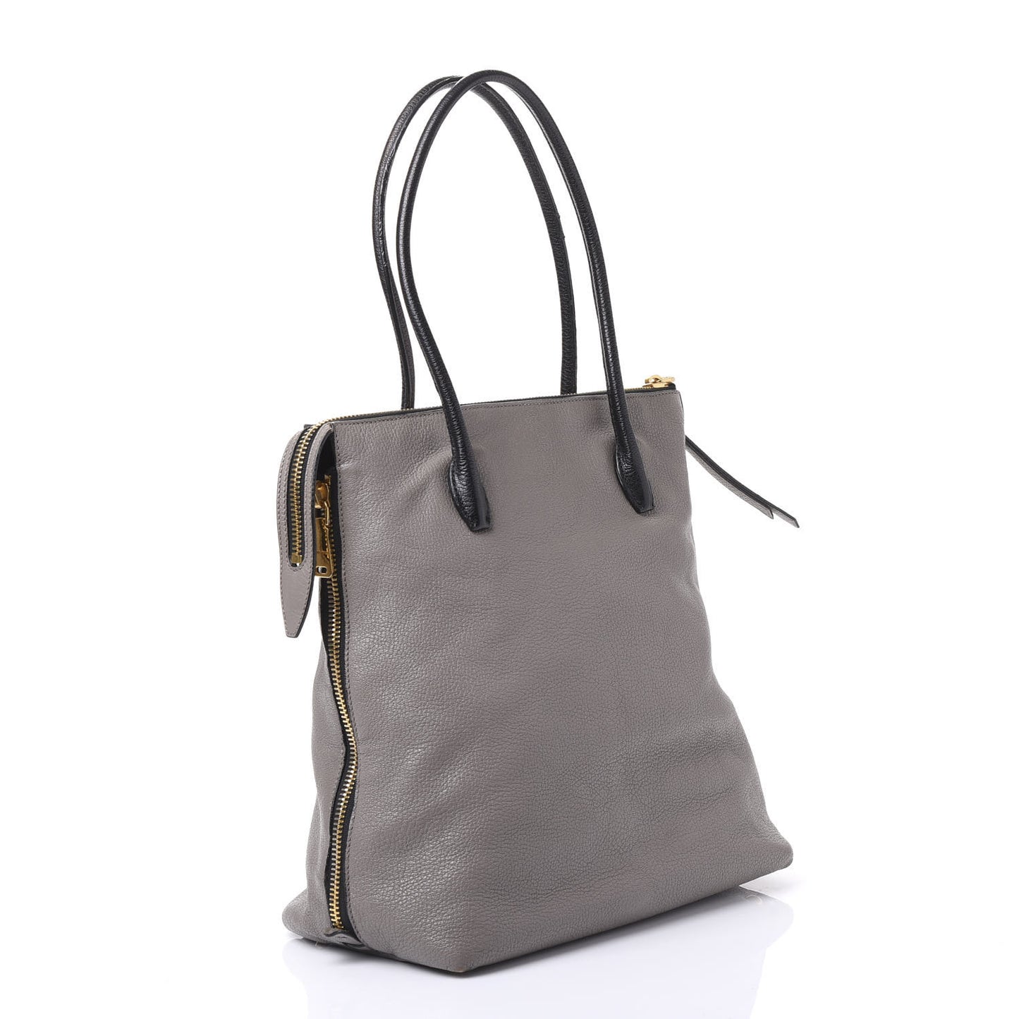 Goatskin Madras Zip Tote Argilla Black