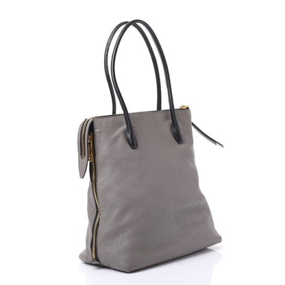 Miu Miu Goatskin Madras Zip Tote Argilla Black 2 of 10
