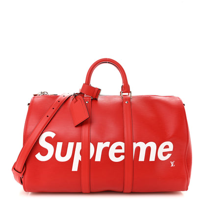 Louis Vuitton X Supreme Epi Keepall Bandouliere 45 Red 1 of 11