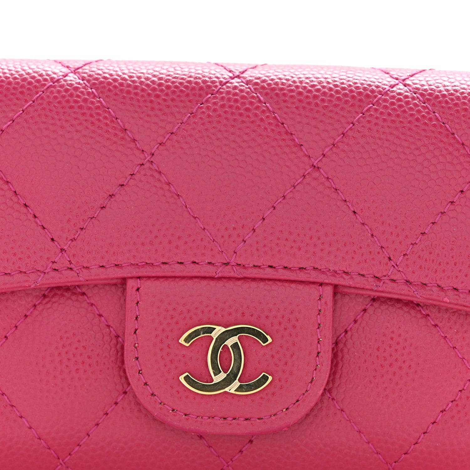 Chanel Caviar Quilted Flap Card Holder Wallet Dark Pink 10 of 11