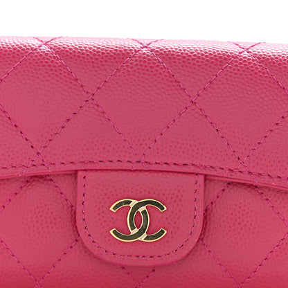 Chanel Caviar Quilted Flap Card Holder Wallet Dark Pink 10 of 11