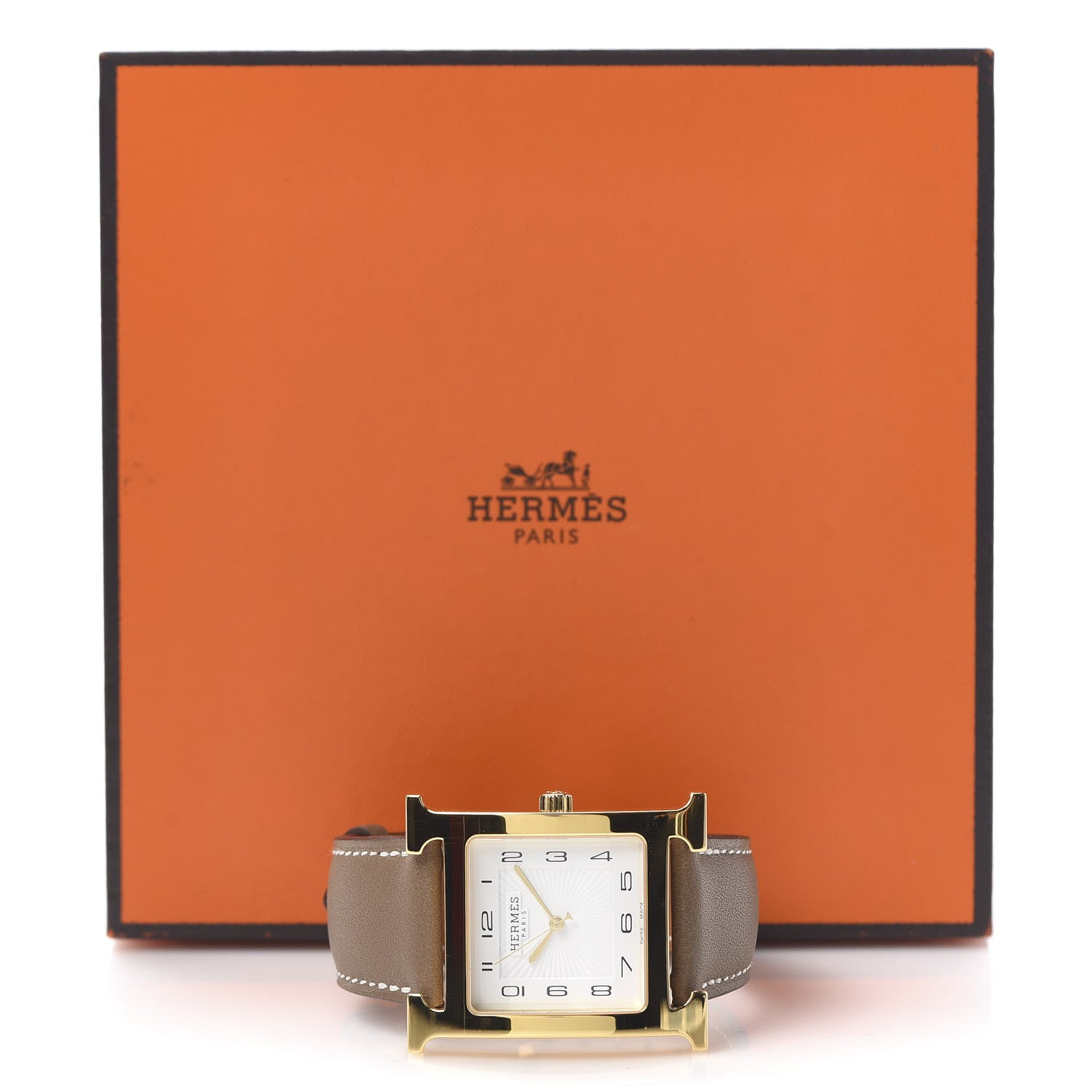 Hermes Stainless Steel Swift 30.5mm Heure H Hour Quartz Watch Etoupe 8 of 8