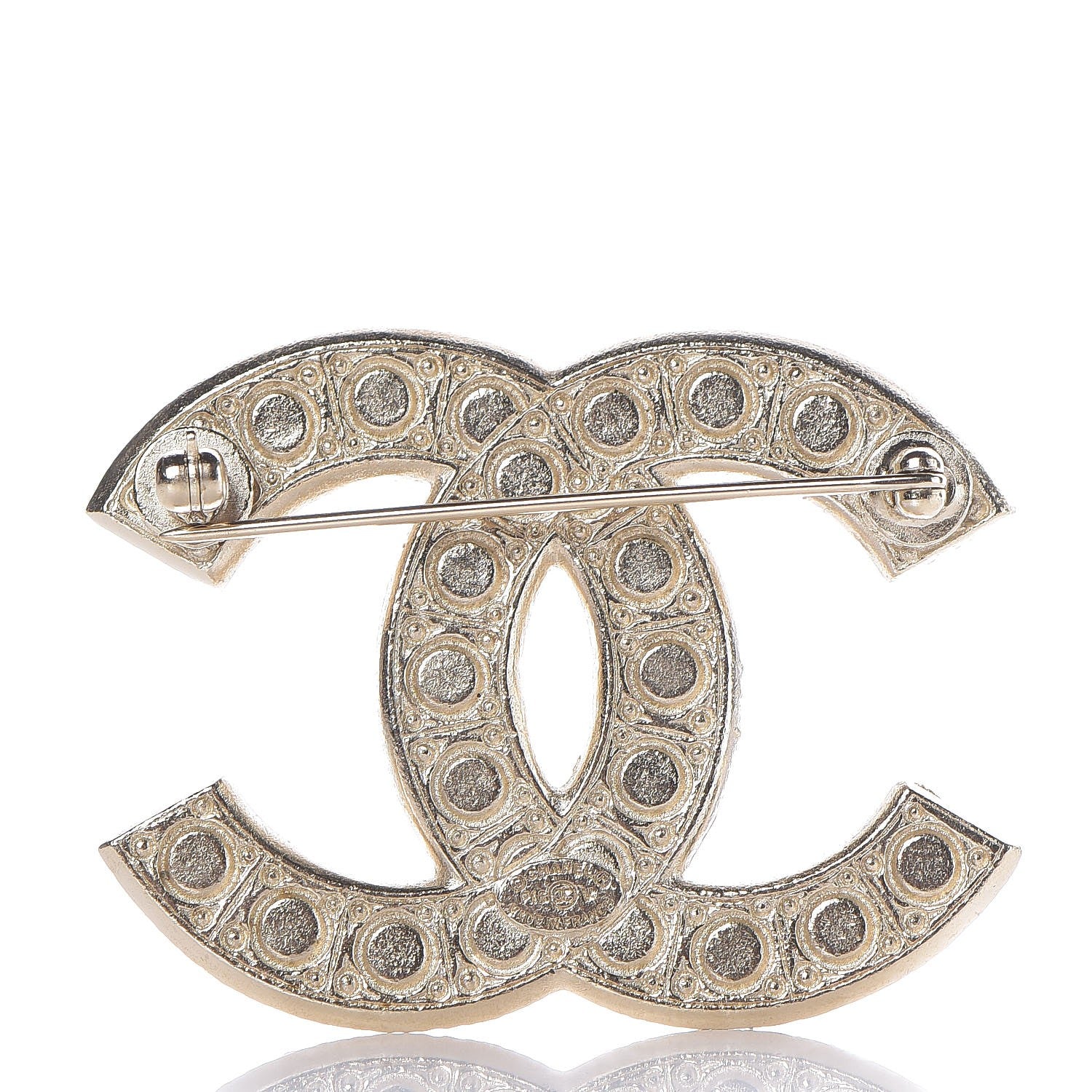 Chanel Pearl Crystal CC Brooch Gold 3 of 5