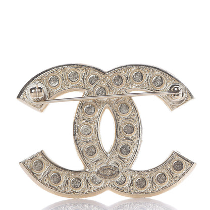 Chanel Pearl Crystal CC Brooch Gold 3 of 5
