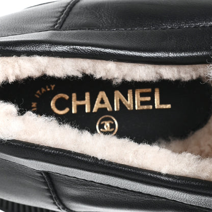 Chanel Lambskin Shearling Quilted CC Turnlock Loafers 39 Black 8 of 8