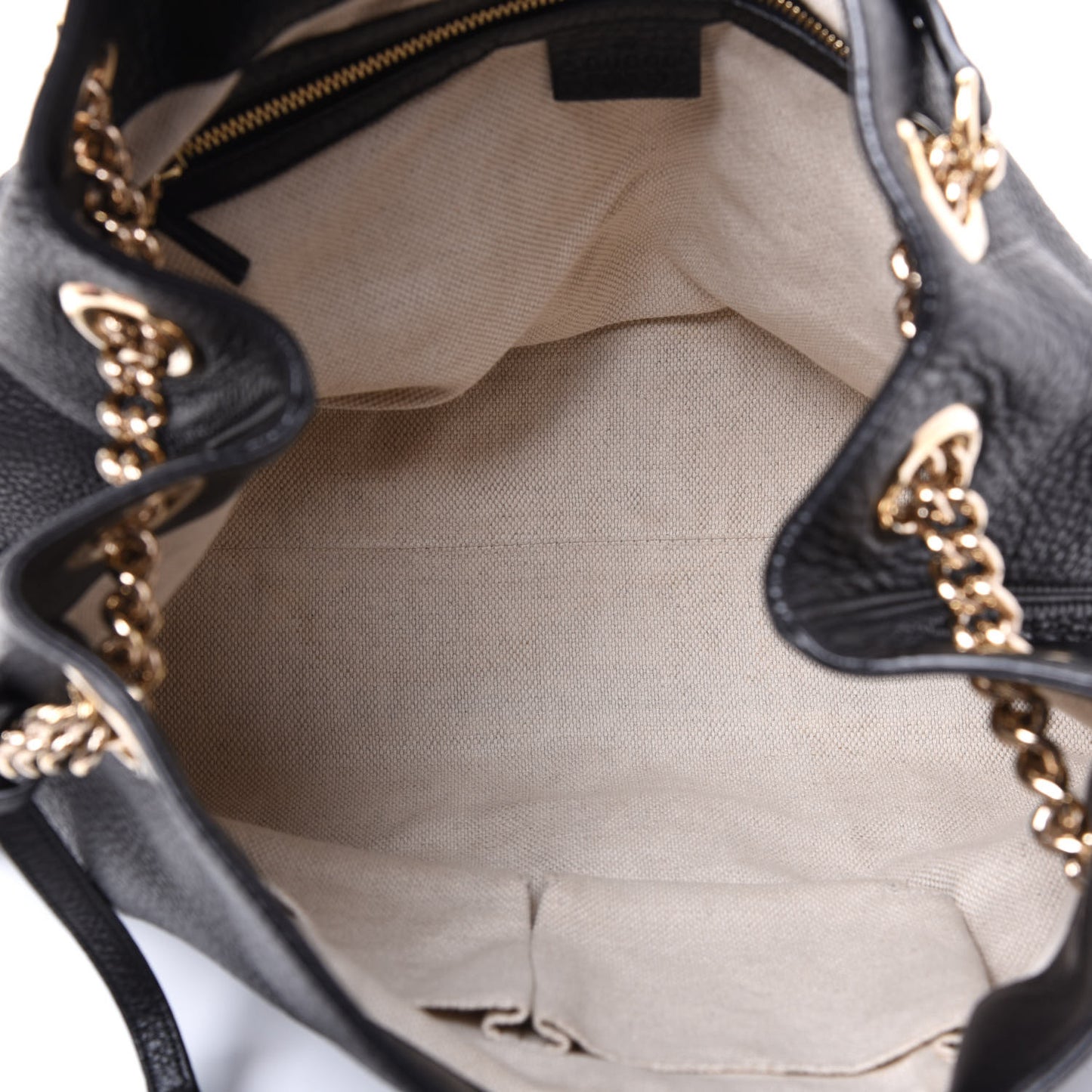 Pebbled Calfskin Medium Soho Chain Shoulder Bag Black