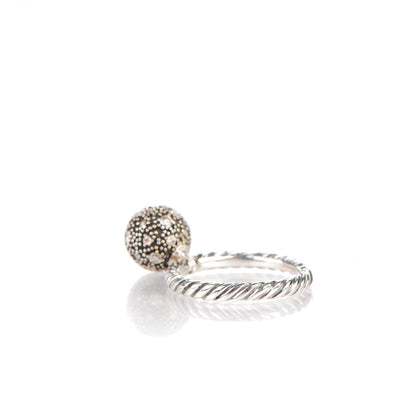 David Yurman Sterling Silver Pave Diamond 8mm Element Ball Ring 51.5 6 3 of 4