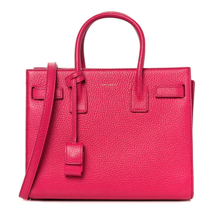 Saint Laurent Grained Calfskin Baby Sac De Jour Lipstick Fuchsia 1 of 8