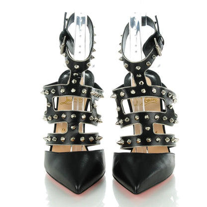 Christian Louboutin Kid Tchicaboum 100 Pumps 37 Black Silver 2 of 5