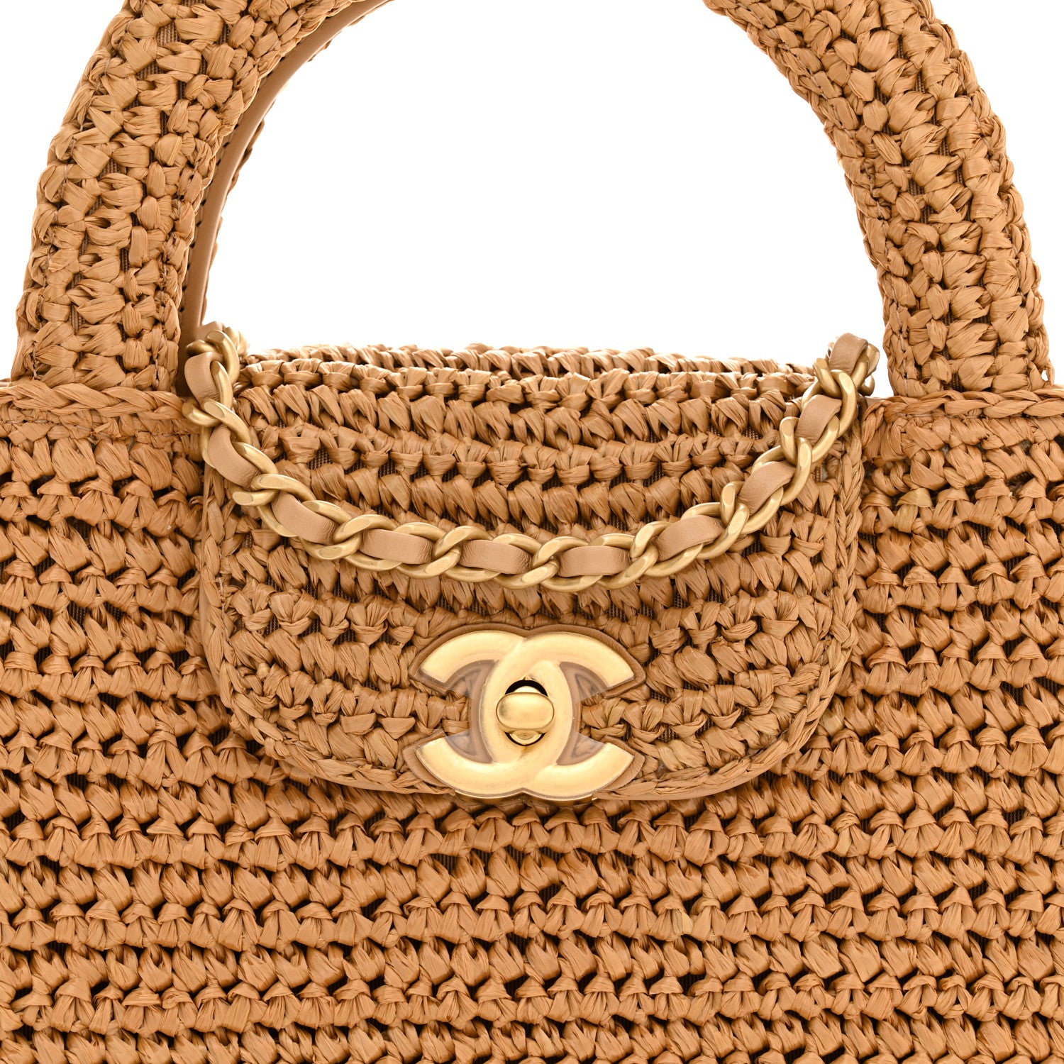 Chanel Braided Raffia Nano Kelly Flap Bag Dark Beige 7 of 10
