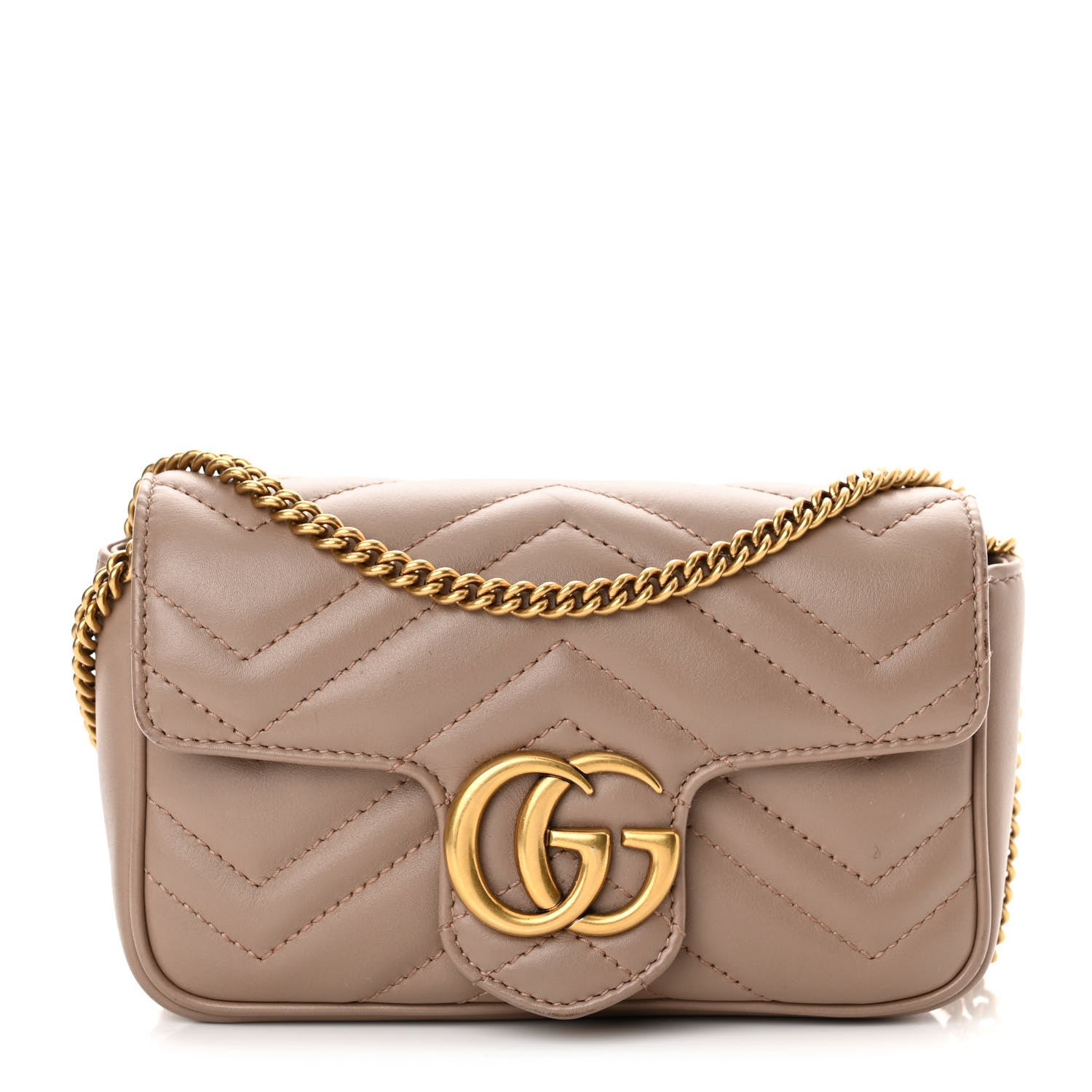 Gucci Calfskin Matelasse Super Mini GG Marmont Shoulder Bag Porcelain Rose 1 of 17
