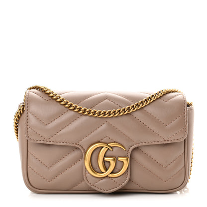 Gucci Calfskin Matelasse Super Mini GG Marmont Shoulder Bag Porcelain Rose 1 of 17