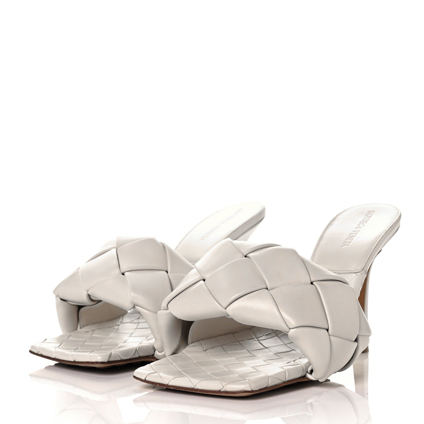 Nappa Maxi Intrecciato Lido Mule Sandals 40 Optic White