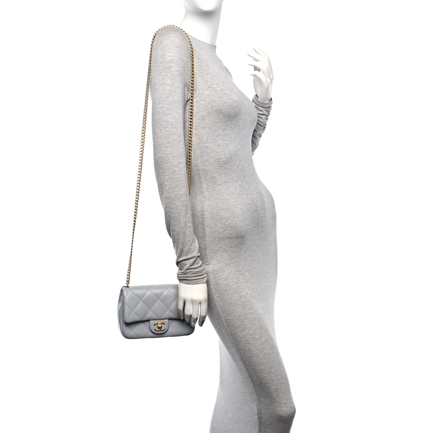 Chanel Caviar Quilted Mini Sweetheart Flap Grey 2 of 12