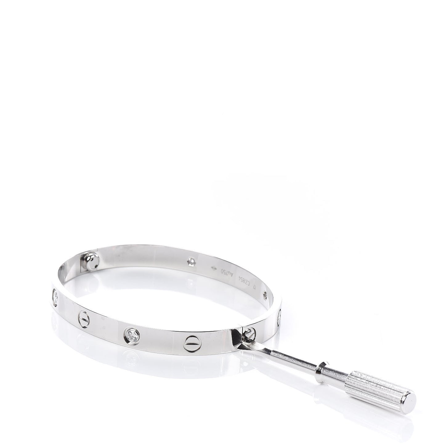 18K White Gold 4 Diamond LOVE Bracelet 17