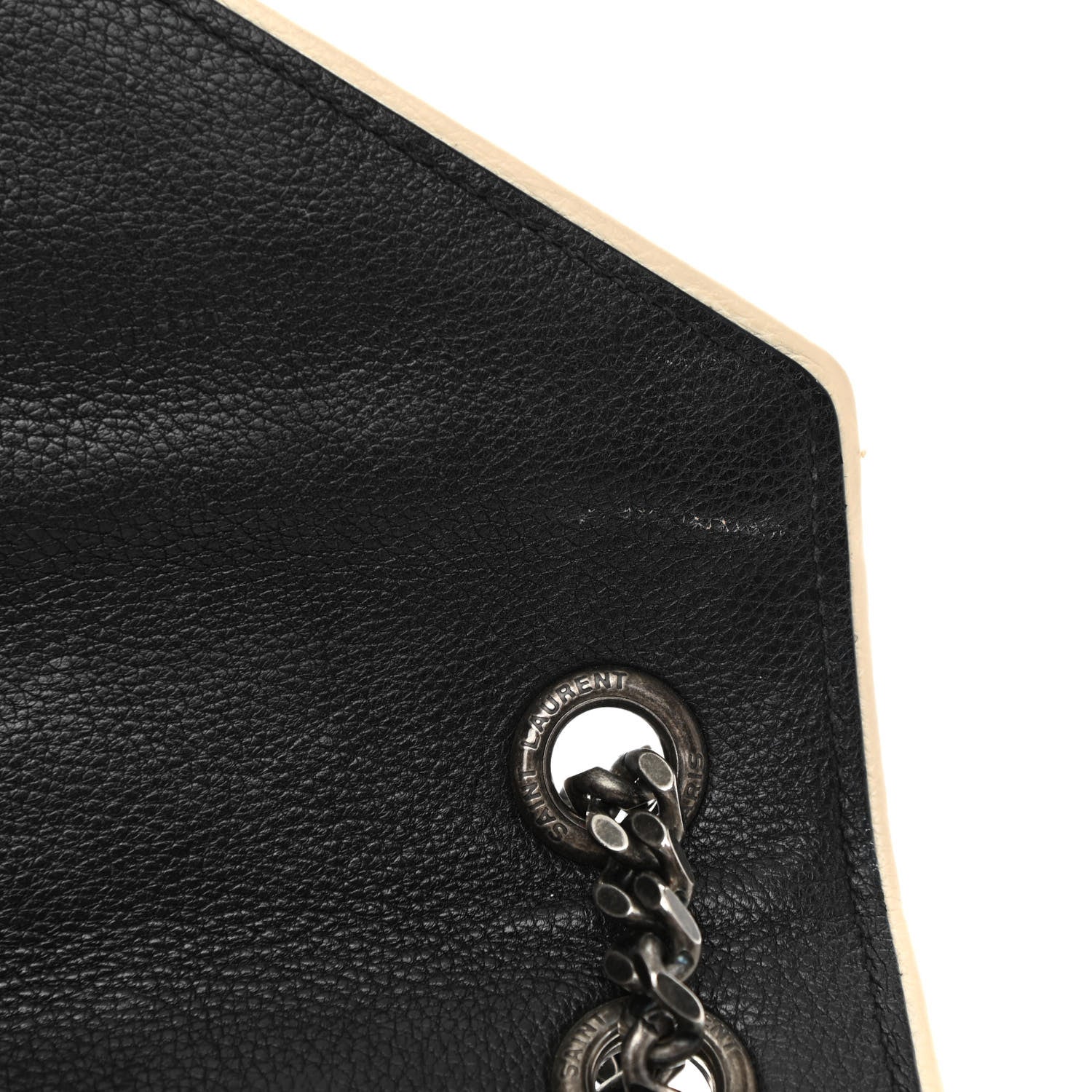 Saint Laurent Grained Calfskin Tri-Quilt Monogram Medium College Bag Black White 11 of 14
