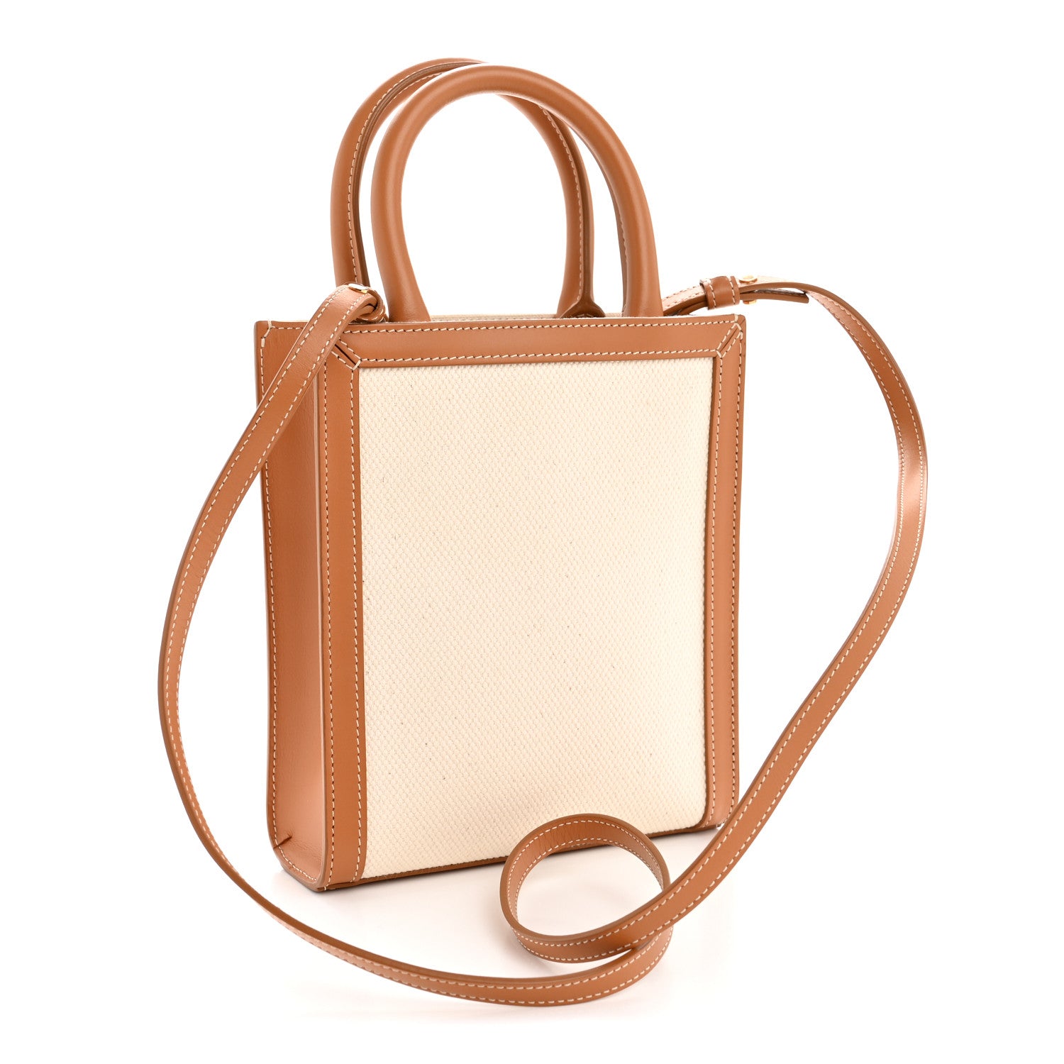 Celine Canvas Calfskin Mini Vertical Cabas Natural Tan 3 of 13