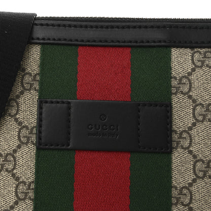 Gucci GG Supreme Monogram Calfskin Web Medium Flat Messenger Bag Beige Ebony Black 8 of 10