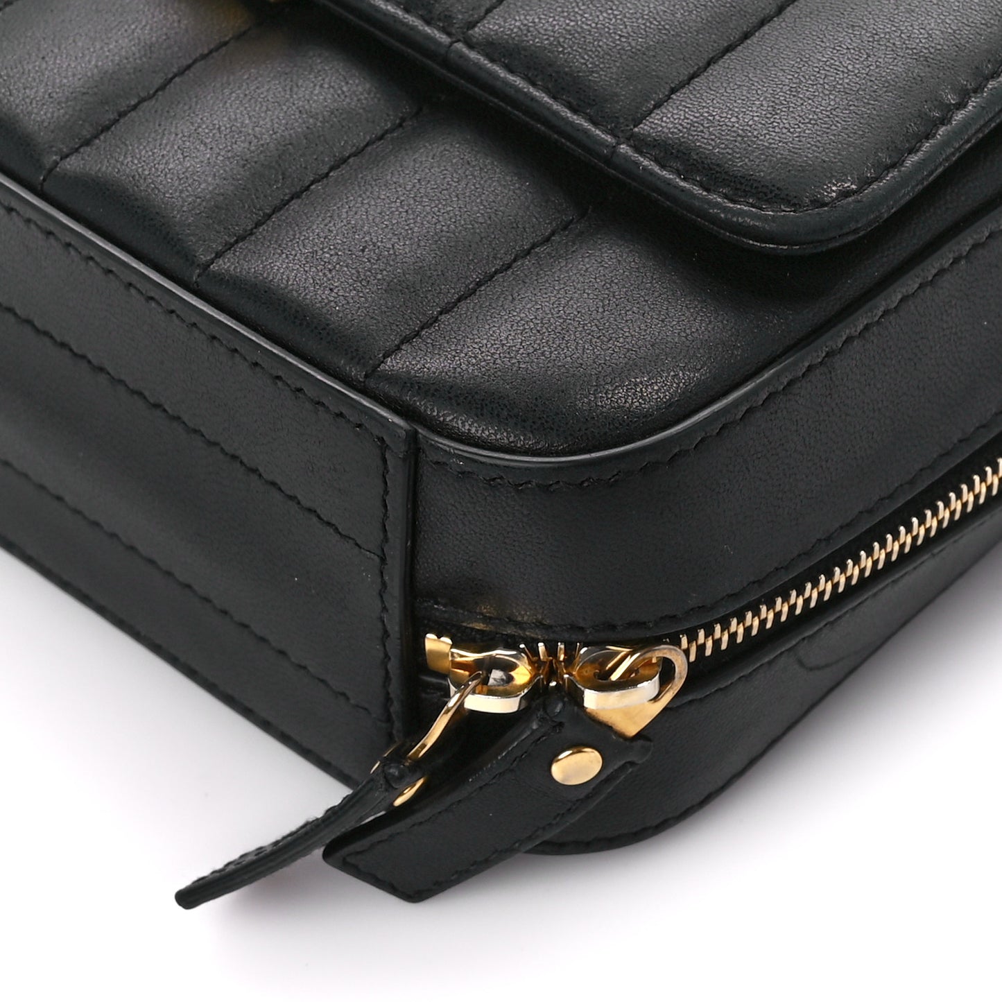 Lambskin Matelasse Monogram Vicky Camera Bag Black